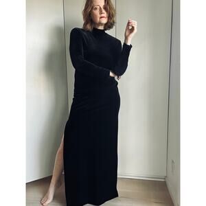 Vintage Tadashi Formal Black Velvet Maxi Skirt/Top Size S Gothic Vampy Womens